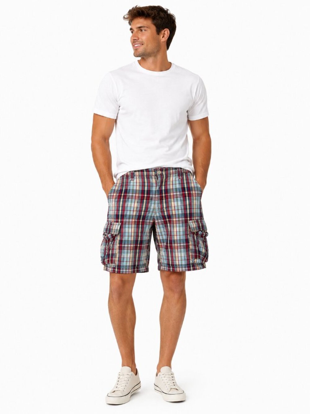 Polo Jeans Co Ralph Lauren Plaid Cargo Shorts Mens 38 Y2K Utility Casual